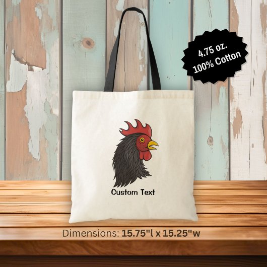 Zwarte Haan Kop Tote Bag