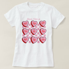 Zwarte Haar Liefde Valentijnsdag Candy Hart T-shir T-shirt