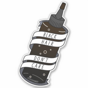 Zwarte Haar Maakt Niet Uit Cartoon Kleurflacon Sticker