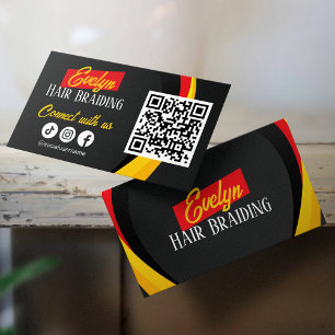 Zwarte haar vlecht salon Verbind met ons QR-code Visitekaartje