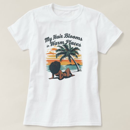 Zwarte Haar Zomer Strand Afro Custom T-shirt (Design voorkant)