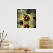 Zwarte haarballonnen vortex poster (Keuken)