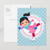 Zwarte haarijsSkater - Wintersportskater Briefkaart (Voorkant / Achterkant)