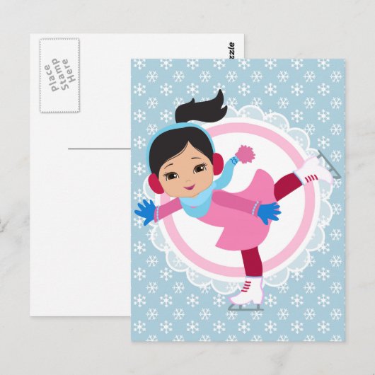 Zwarte haarijsSkater - Wintersportskater Briefkaart (Voorkant / Achterkant)