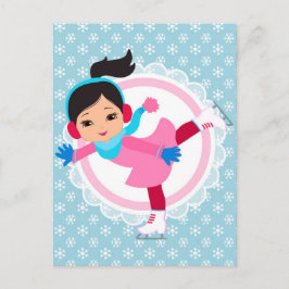 Zwarte haarijsSkater - Wintersportskater Briefkaart