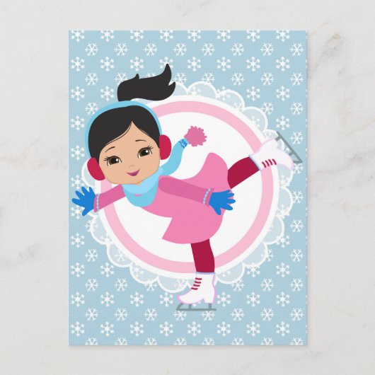 Zwarte haarijsSkater - Wintersportskater Briefkaart (Voorkant)