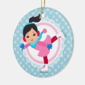 Zwarte haarijsSkater - Wintersportskater Keramisch Ornament (Links)