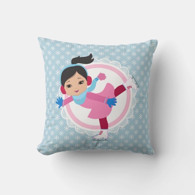 Zwarte haarijsSkater - Wintersportskater Kussen (Voorkant)