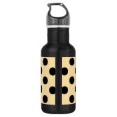 Zwarte haarpunten op bleek geel waterfles  (Achterkant)