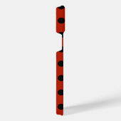 Zwarte haarpunten op rood iPhone hoesje (Rechterkant)