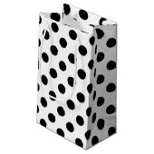 Zwarte haarpunten op wit klein cadeauzakje (Achterkant Gekanteld)