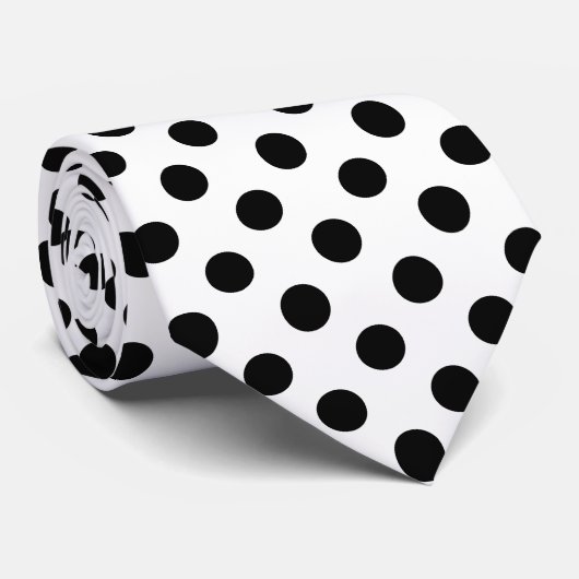 Zwarte haarpunten op wit stropdas (Opgerold)