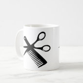 zwarte haarschaar koffiemok (Voorkant links)