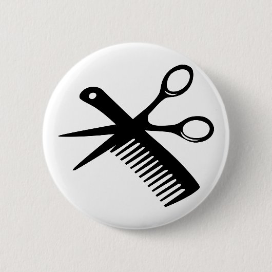 zwarte haarschaar ronde button 5,7 cm (Voorkant)