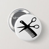 zwarte haarschaar ronde button 5,7 cm (Voorkant /achterkant)