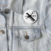 zwarte haarschaar ronde button 5,7 cm (In situ)