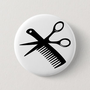 zwarte haarschaar ronde button 5,7 cm