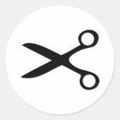 zwarte haarschaar ronde sticker (Voorkant)