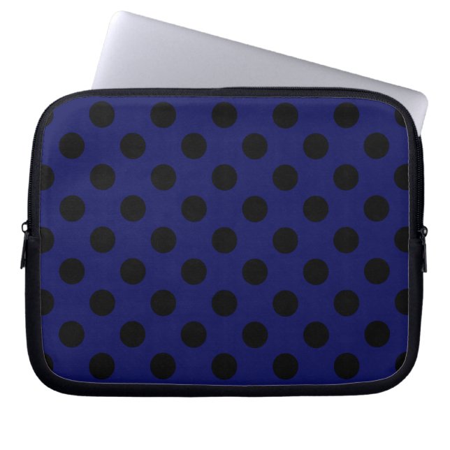 Zwarte haarstaartstippen op blauw laptop sleeve (Voorkant)