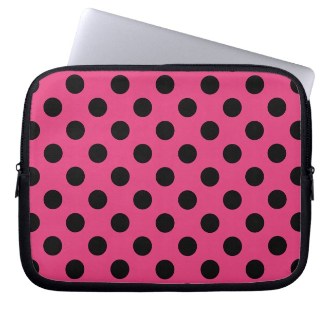 Zwarte haarvlekken op fuchsia laptop sleeve (Voorkant)