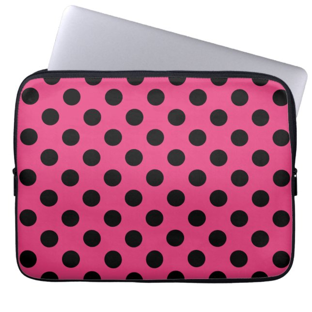 Zwarte haarvlekken op fuchsia laptop sleeve (Voorkant)