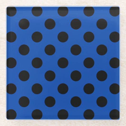 Zwarte haarvlekken op koningsblauw glazen onderzetter (Voorkant)