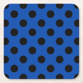 Zwarte haarvlekken op koningsblauw kartonnen onderzetters (Voorkant)