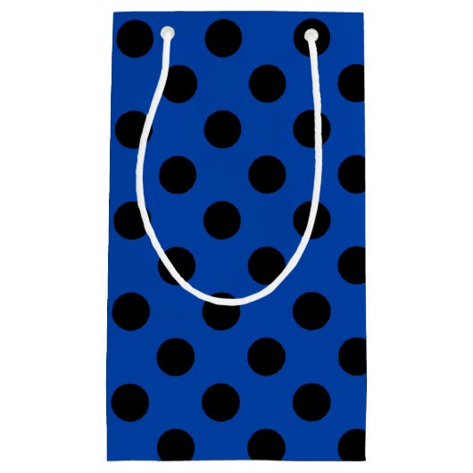 Zwarte haarvlekken op koningsblauw klein cadeauzakje (Voorkant)