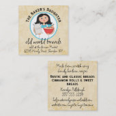 Zwarte haarvrouw die visitekaartjes van chef-koekm (Voorkant / Achterkant)