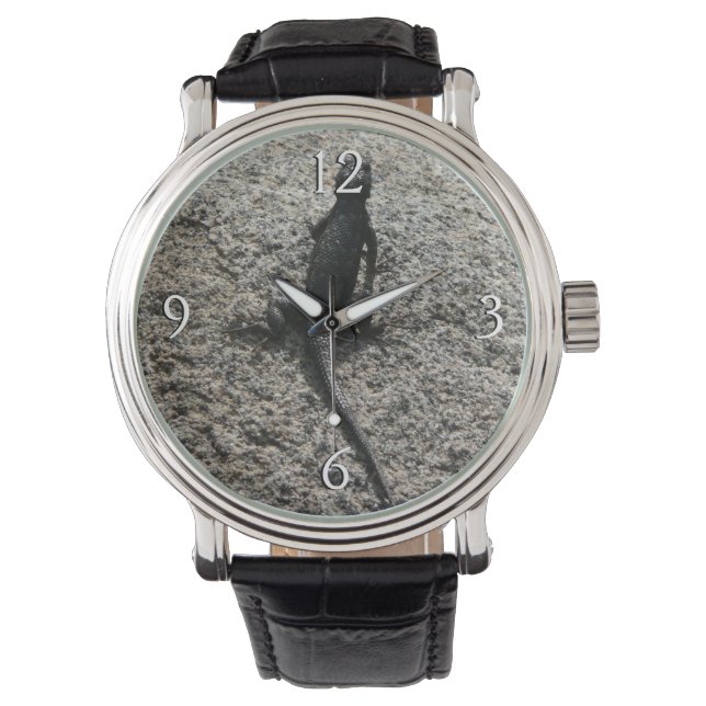 Zwarte Hagedis Horloge (Voorkant)