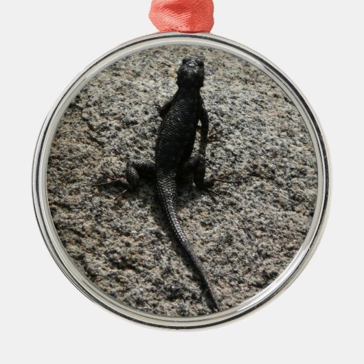 Zwarte Hagedis Metalen Ornament (Voorkant)