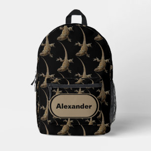 Zwarte Hagedis Monogram Naam Rugzak Cool
