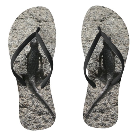 Zwarte Hagedis Teenslippers (Voetbed)
