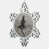 Zwarte Hagedis Tin Sneeuwvlok Ornament (Rechts)