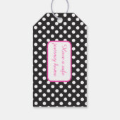 Zwarte hakken schoenen met zwarte Polka Dots Gift  Cadeaulabel (Achterkant)