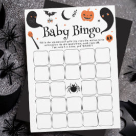 Zwarte Halloween Baby shower Baby Bingo Game Kaart