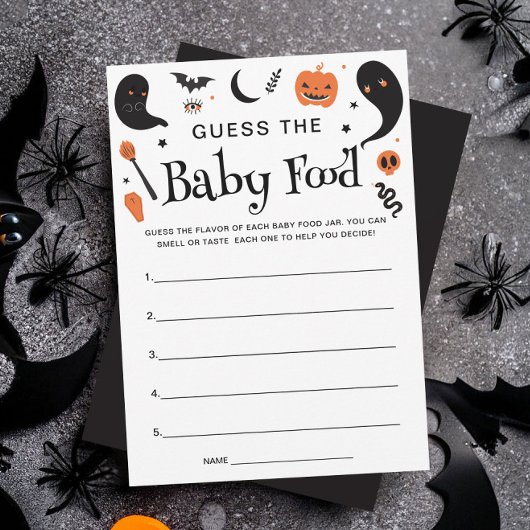 Zwarte Halloween Baby shower Baby Food Game Kaart
