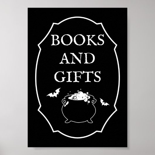 Zwarte Halloween Baby shower Boeken en geschenken Poster (Voorkant)