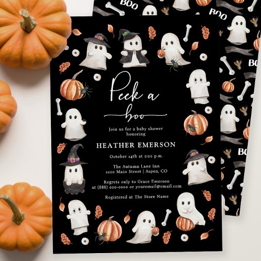 Zwarte Halloween Baby Shower Kaart