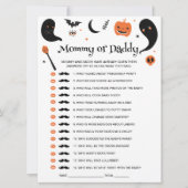 Zwarte Halloween Baby shower Raad Wie Game Kaart (Voorkant)
