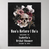 Zwarte Halloween Bloemen Schedel Vrijgezellenfeest Poster (Voorkant)