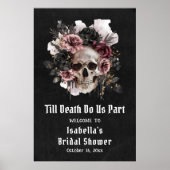 Zwarte Halloween Bloemen Schedel Vrijgezellenfeest Poster (Voorkant)