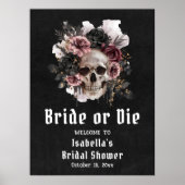 Zwarte Halloween Bloemen Schedel Vrijgezellenfeest Poster (Voorkant)