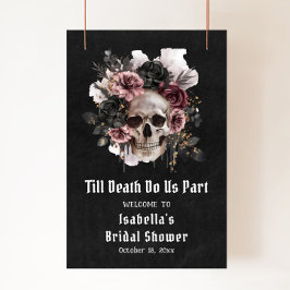 Zwarte Halloween Bloemen Schedel Vrijgezellenfeest Poster