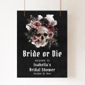 Zwarte Halloween Bloemen Schedel Vrijgezellenfeest Poster