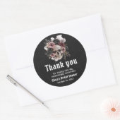 Zwarte Halloween bloemenschedel bruidsdouche Ronde Sticker (Envelop)