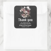 Zwarte Halloween Bloemenschedel Bruidsdouche Vierkante Sticker (Tas)