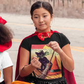  zwarte Halloween Cat Moon Typografie Kinderen T-shirt