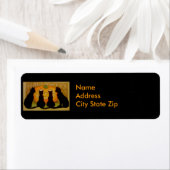 Zwarte Halloween Cats Etiket (Insitu)