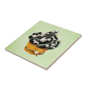 Zwarte Halloween Cupcake met kleine schedels Tegeltje (Zijkant)